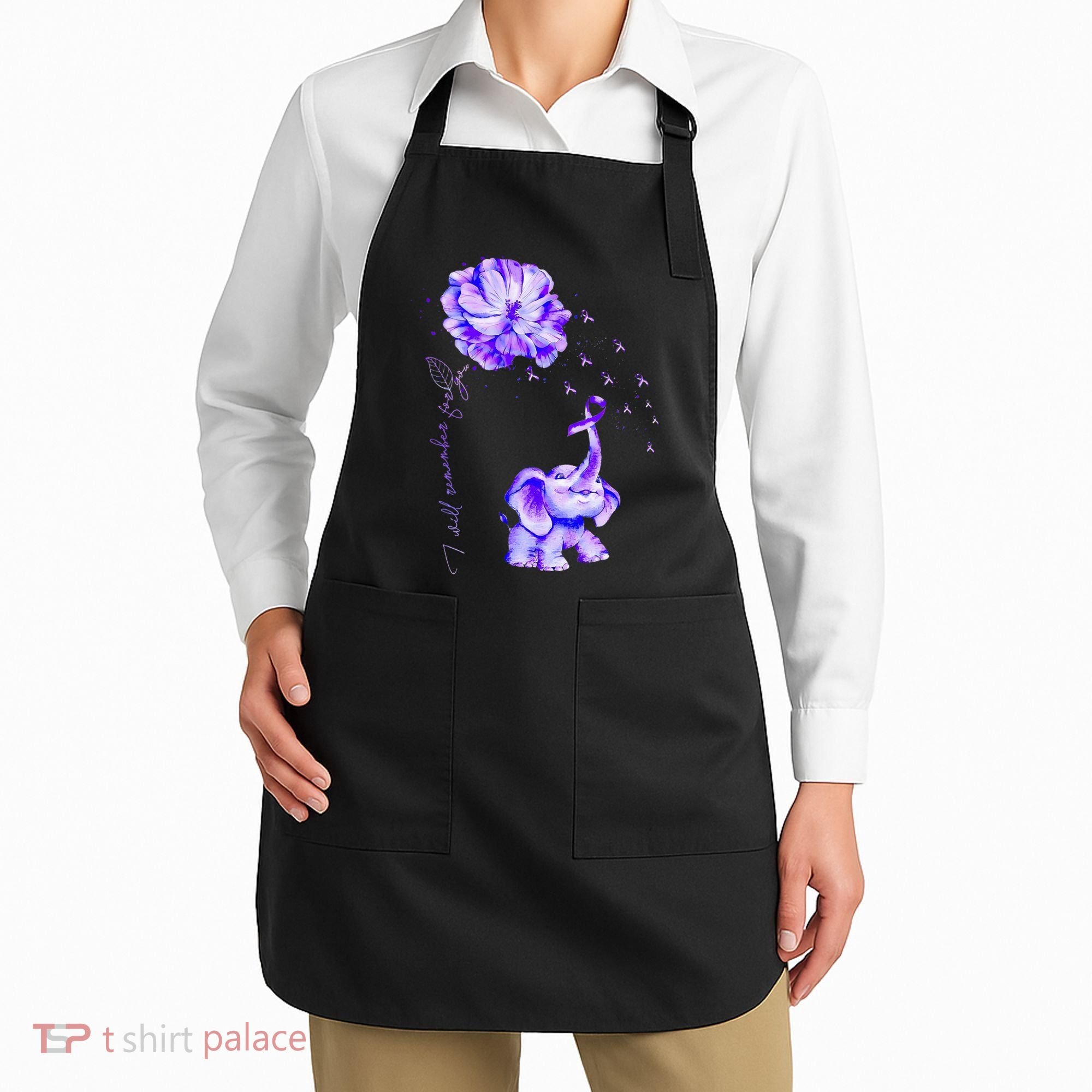 ILl Remember For You Purple Elephant AlzheimerS Awareness Apron