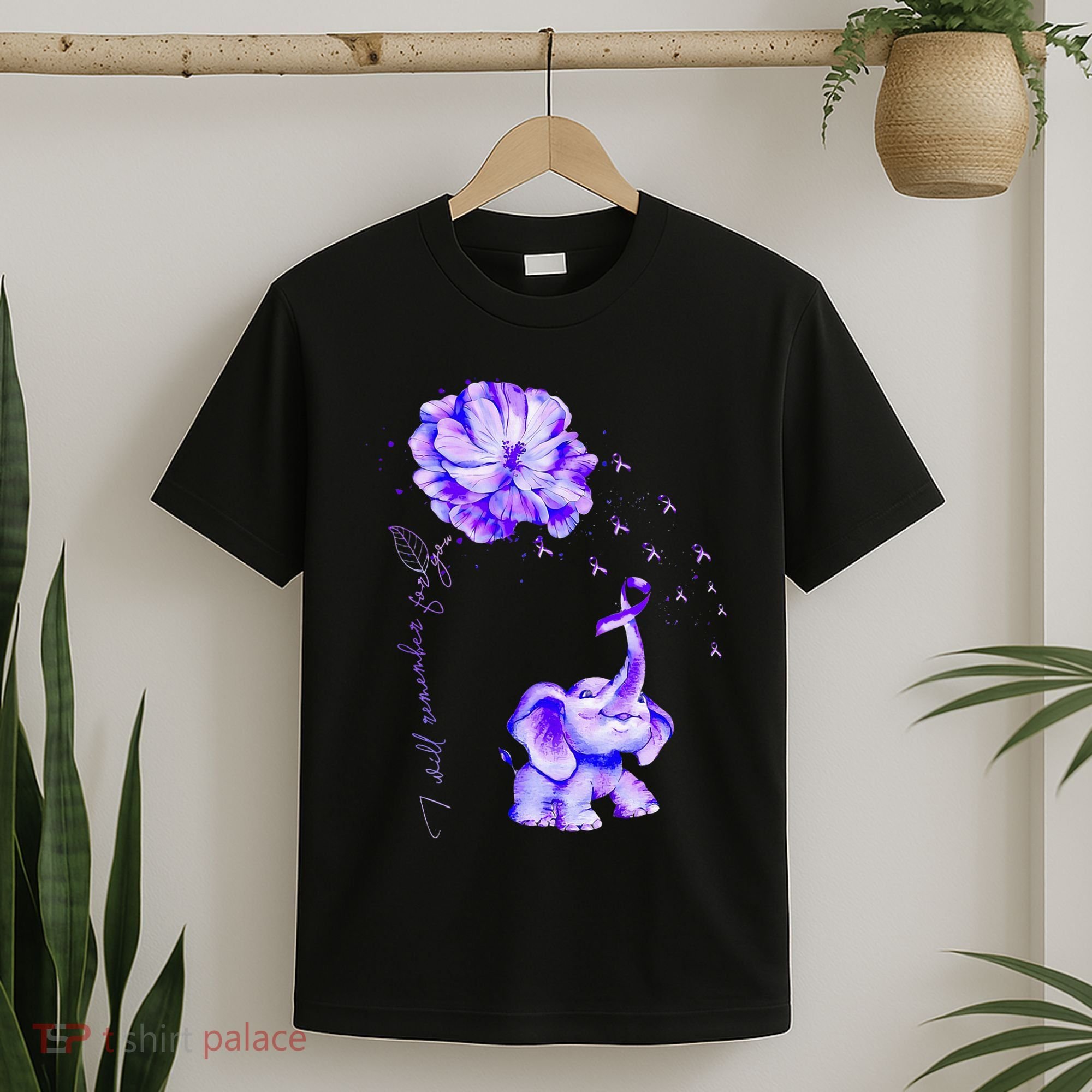 ILl Remember For You Purple Elephant AlzheimerS Awareness T-Shirt
