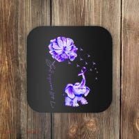 ILl Remember For You Purple Elephant AlzheimerS Awareness Coaster thumb 0