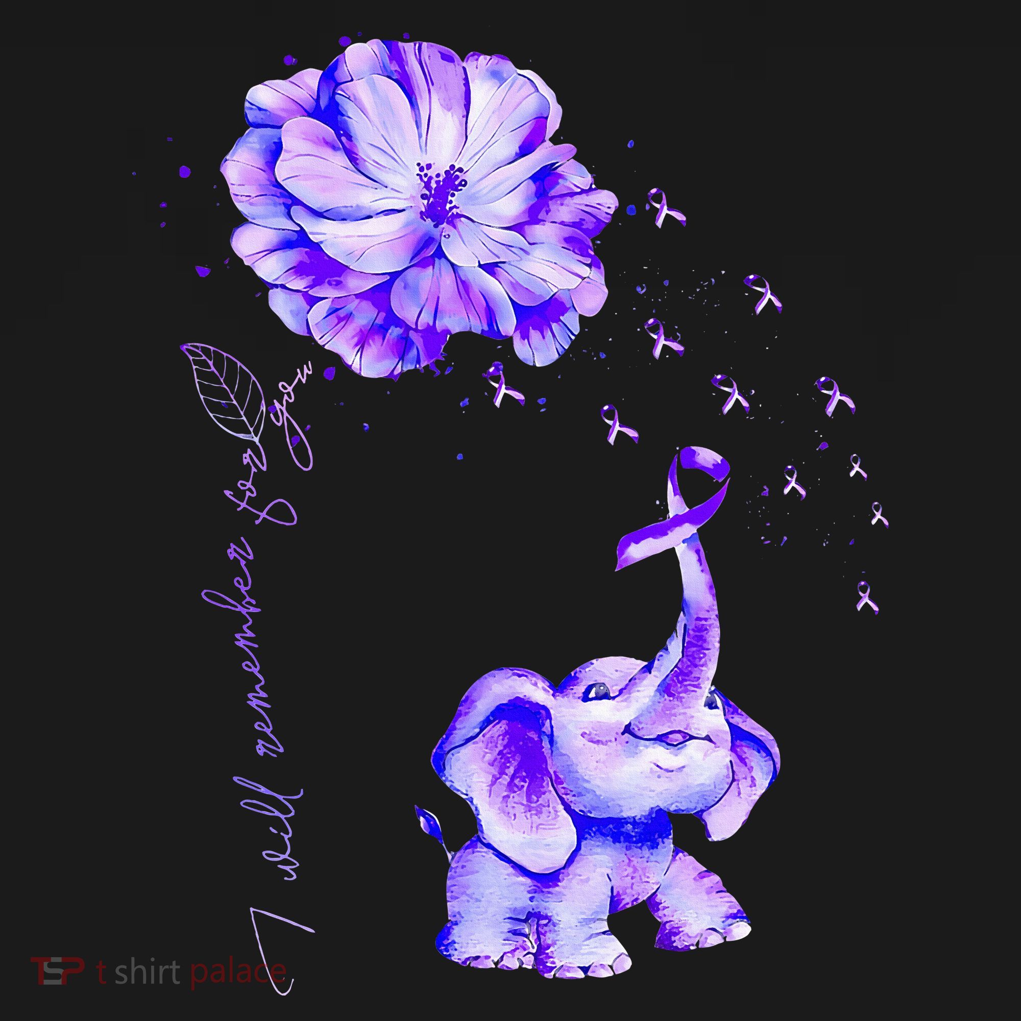 ILl Remember For You Purple Elephant AlzheimerS Awareness Women's Hoodie