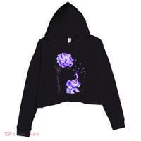 ILl Remember For You Purple Elephant AlzheimerS Awareness Crop Fleece Hoodie thumb 0