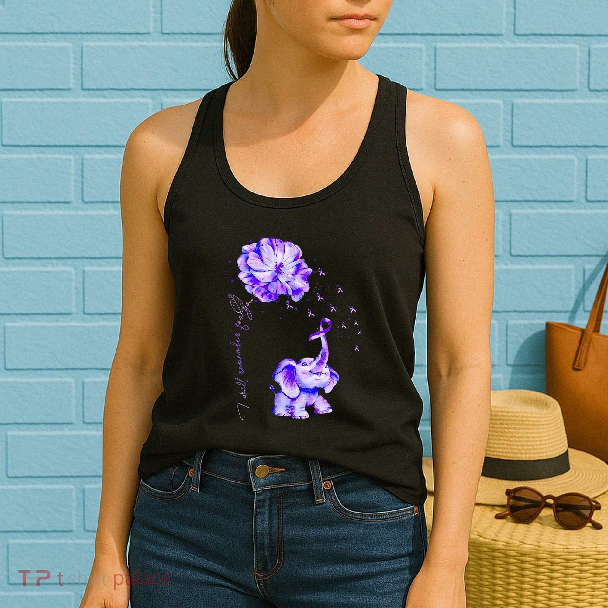 ILl Remember For You Purple Elephant AlzheimerS Awareness Women's Tank Top