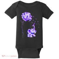 ILl Remember For You Purple Elephant AlzheimerS Awareness Baby Bodysuit thumb 0