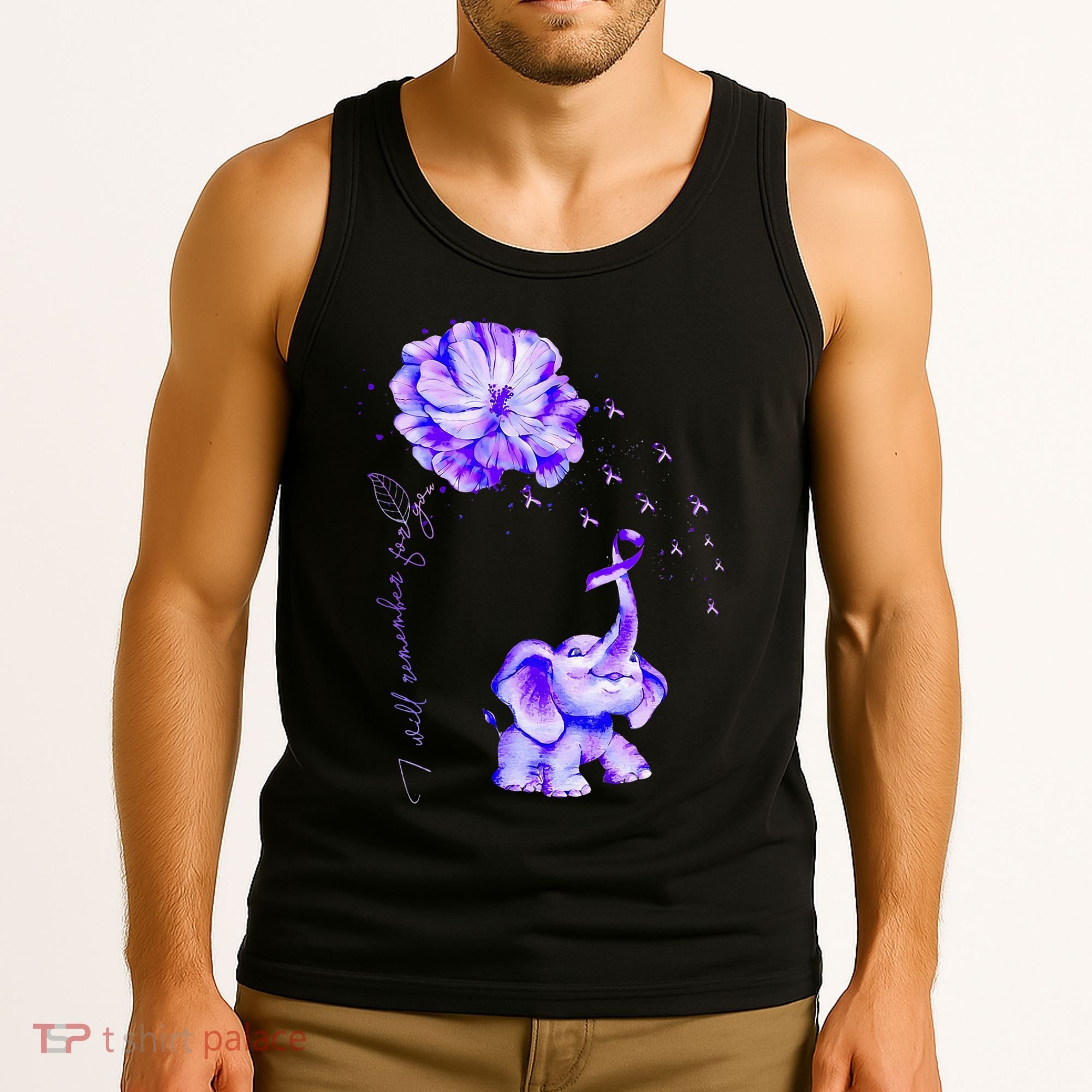 ILl Remember For You Purple Elephant AlzheimerS Awareness Tank Top