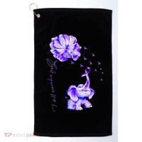 ILl Remember For You Purple Elephant AlzheimerS Awareness Golf Towel thumb 0