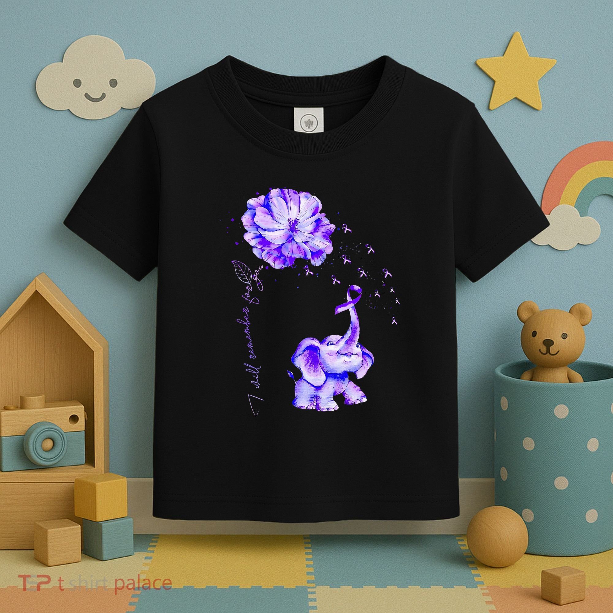 ILl Remember For You Purple Elephant AlzheimerS Awareness Toddler T-Shirt