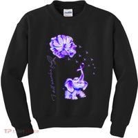 ILl Remember For You Purple Elephant AlzheimerS Awareness Kids Sweatshirt thumb 0