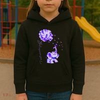 ILl Remember For You Purple Elephant AlzheimerS Awareness Kids Hoodie thumb 3