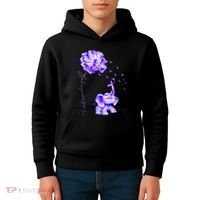ILl Remember For You Purple Elephant AlzheimerS Awareness Kids Hoodie thumb 4