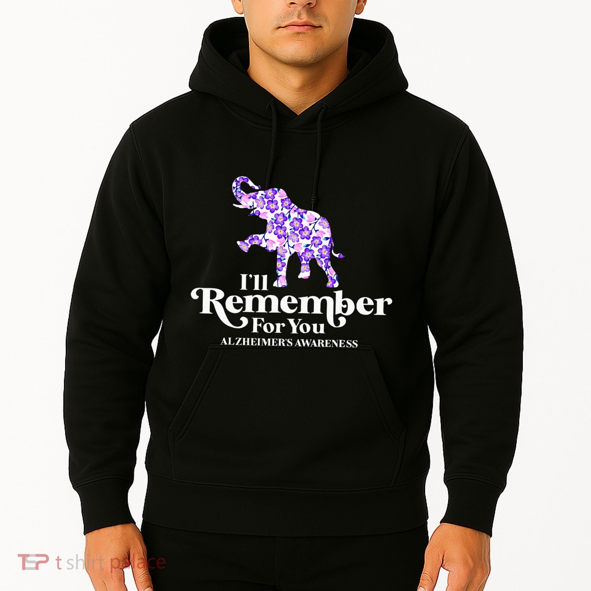ILl Remember For You AlzheimerS Awareness Elephant Flower Hoodie