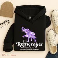 ILl Remember For You AlzheimerS Awareness Elephant Flower Hoodie thumb 4
