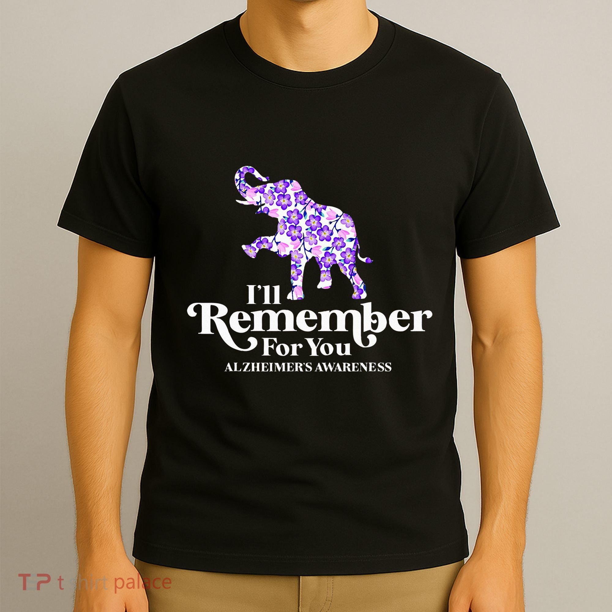 ILl Remember For You AlzheimerS Awareness Elephant Flower T-Shirt