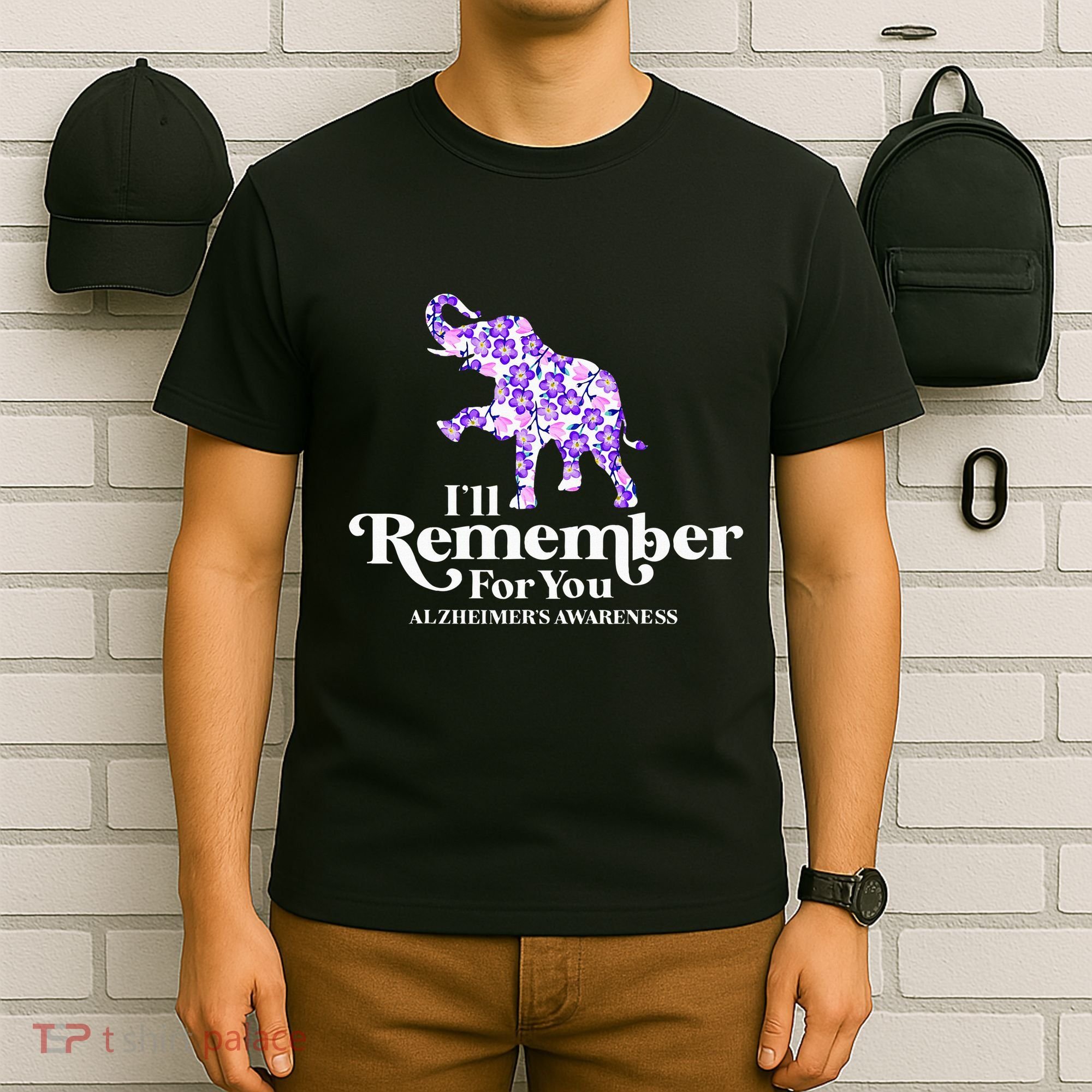 ILl Remember For You AlzheimerS Awareness Elephant Flower T-Shirt