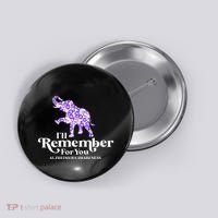 ILl Remember For You AlzheimerS Awareness Elephant Flower Button thumb 0