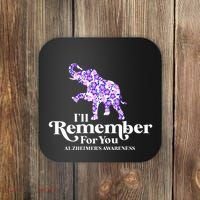 ILl Remember For You AlzheimerS Awareness Elephant Flower Coaster thumb 0