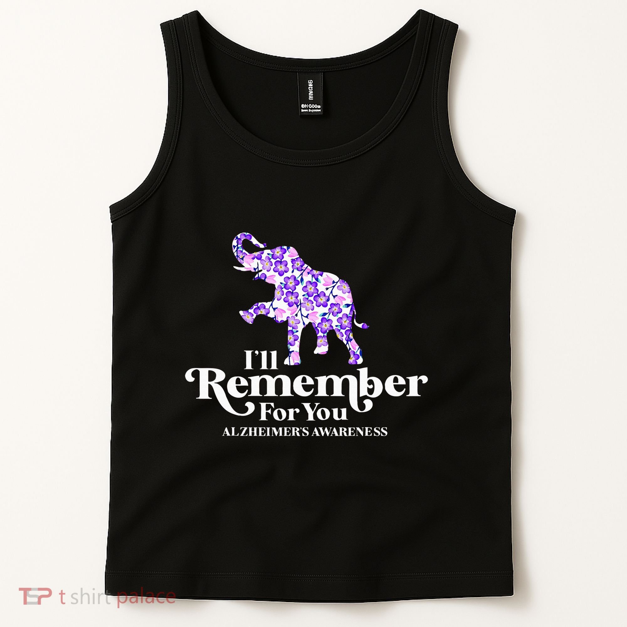 ILl Remember For You AlzheimerS Awareness Elephant Flower Tank Top