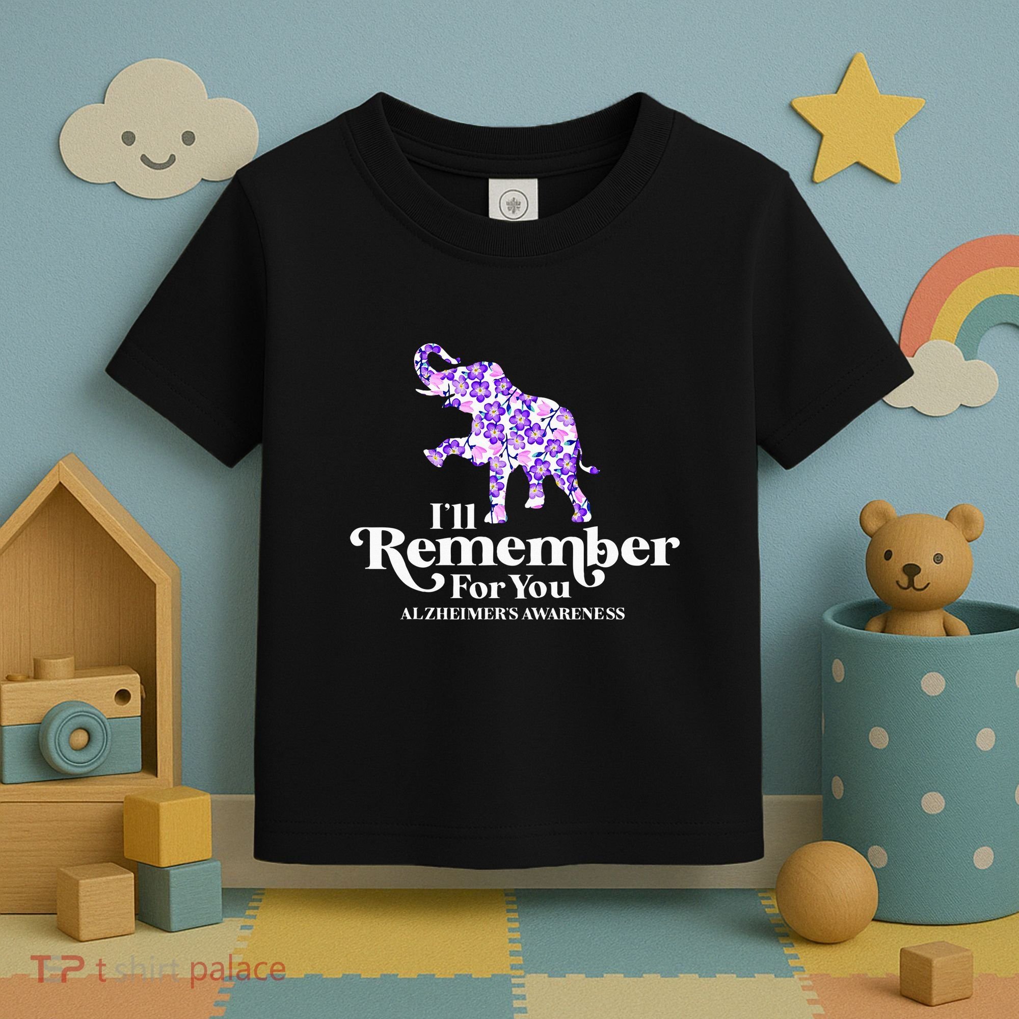 ILl Remember For You AlzheimerS Awareness Elephant Flower Toddler T-Shirt