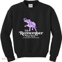 ILl Remember For You AlzheimerS Awareness Elephant Flower Kids Sweatshirt thumb 0