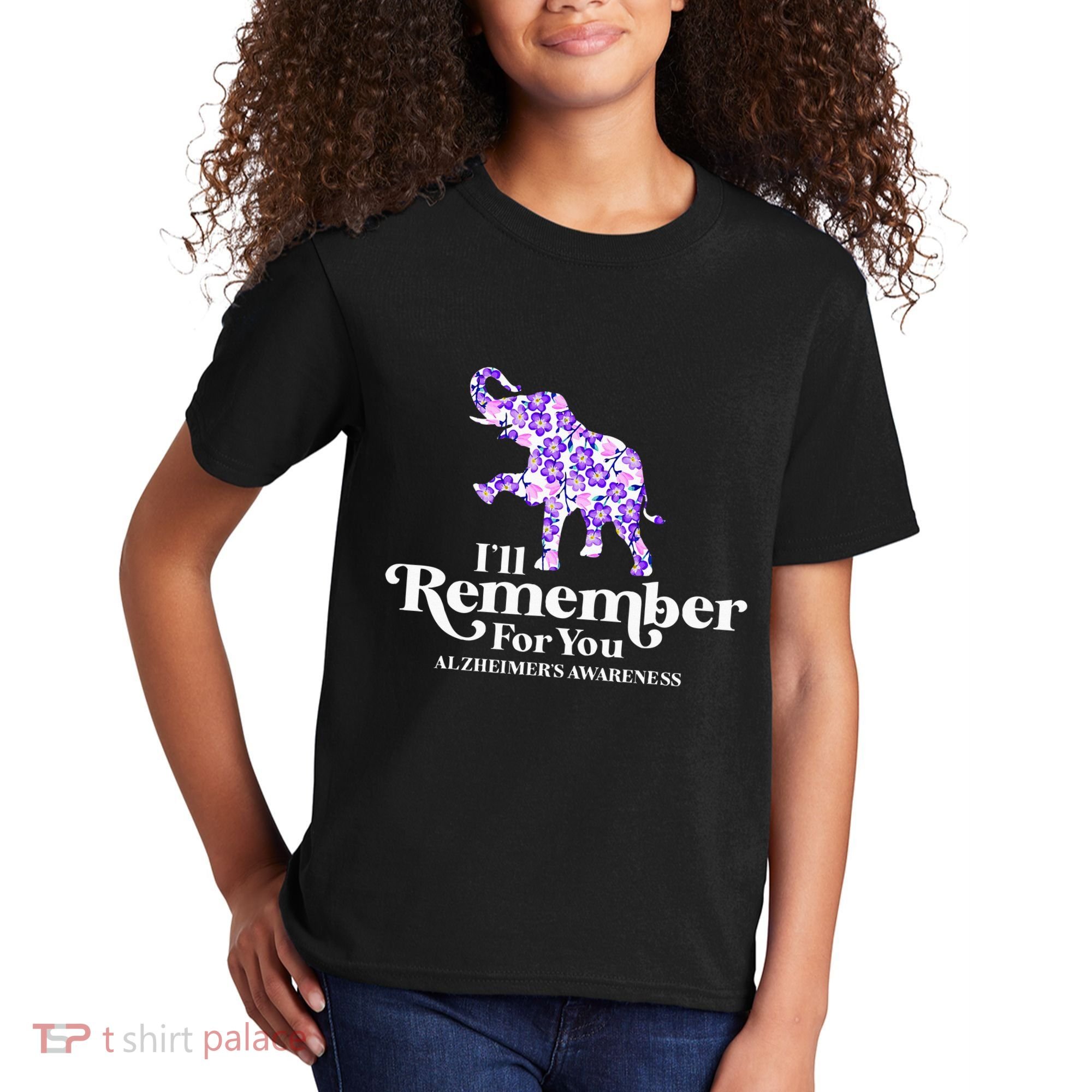 ILl Remember For You AlzheimerS Awareness Elephant Flower Kids T-Shirt
