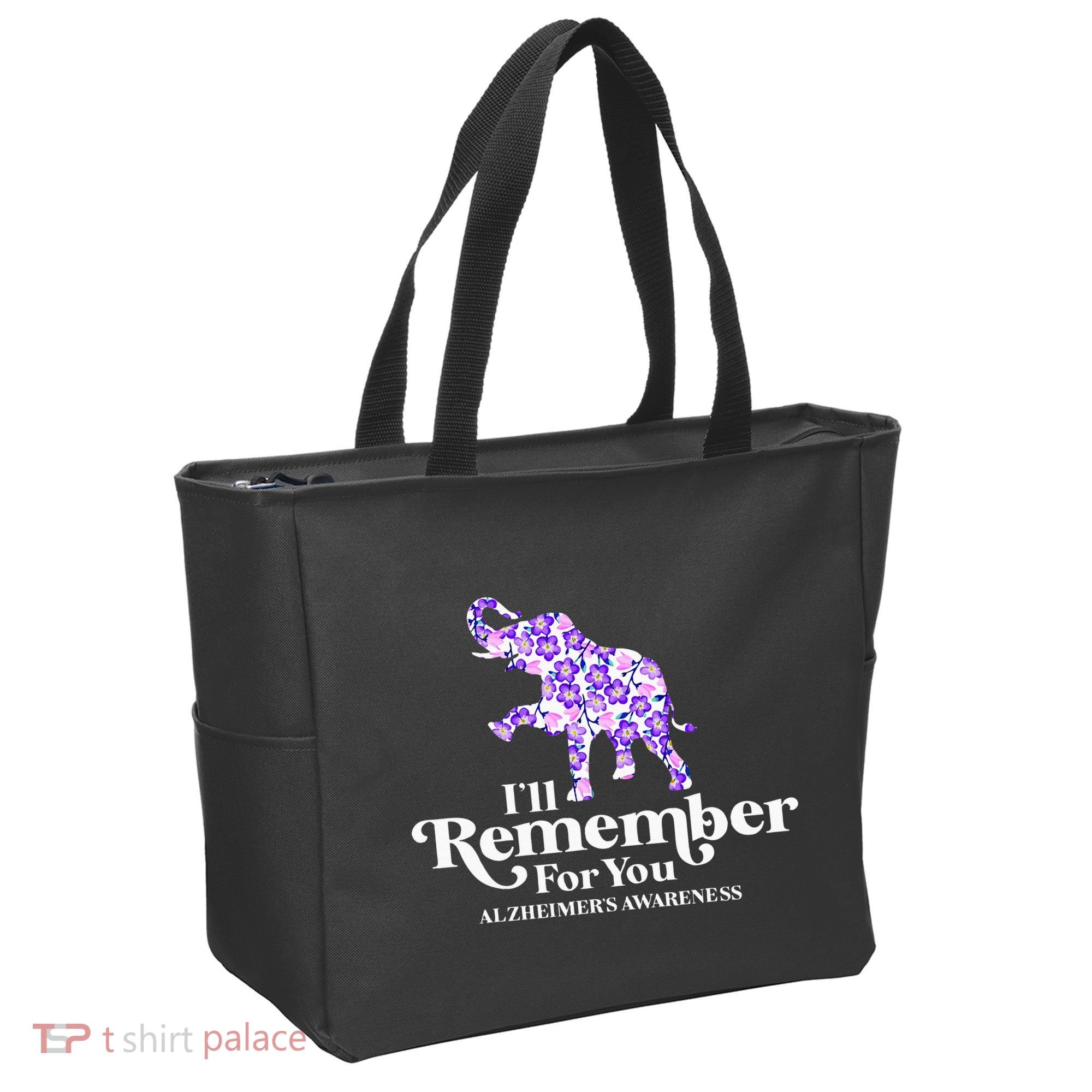 ILl Remember For You AlzheimerS Awareness Elephant Flower Tote Bag