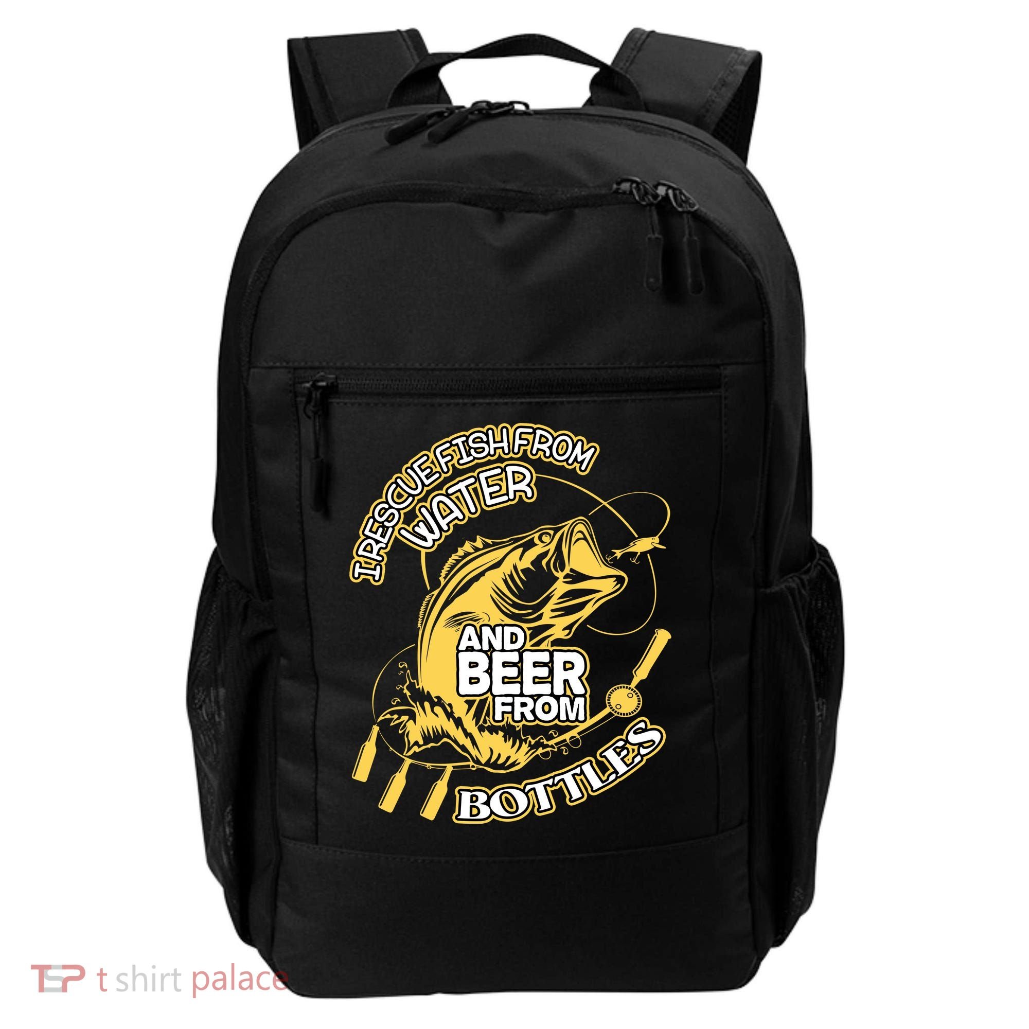 I Rescue Fish From Water And Beer From Bottles Funny Gift Backpack