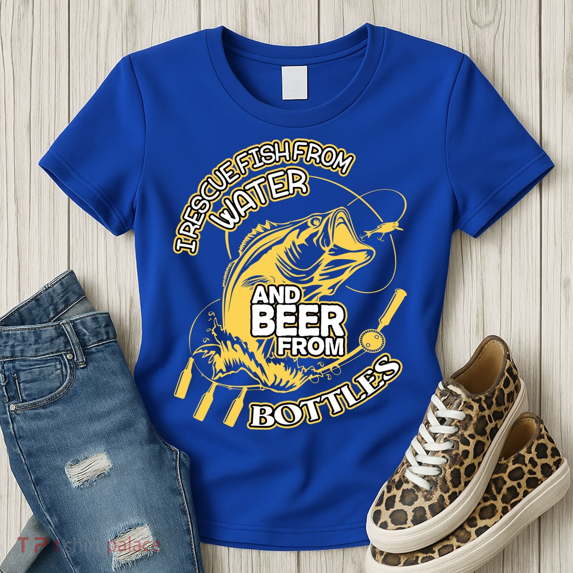 I Rescue Fish From Water And Beer From Bottles Funny Gift Women's T-Shirt