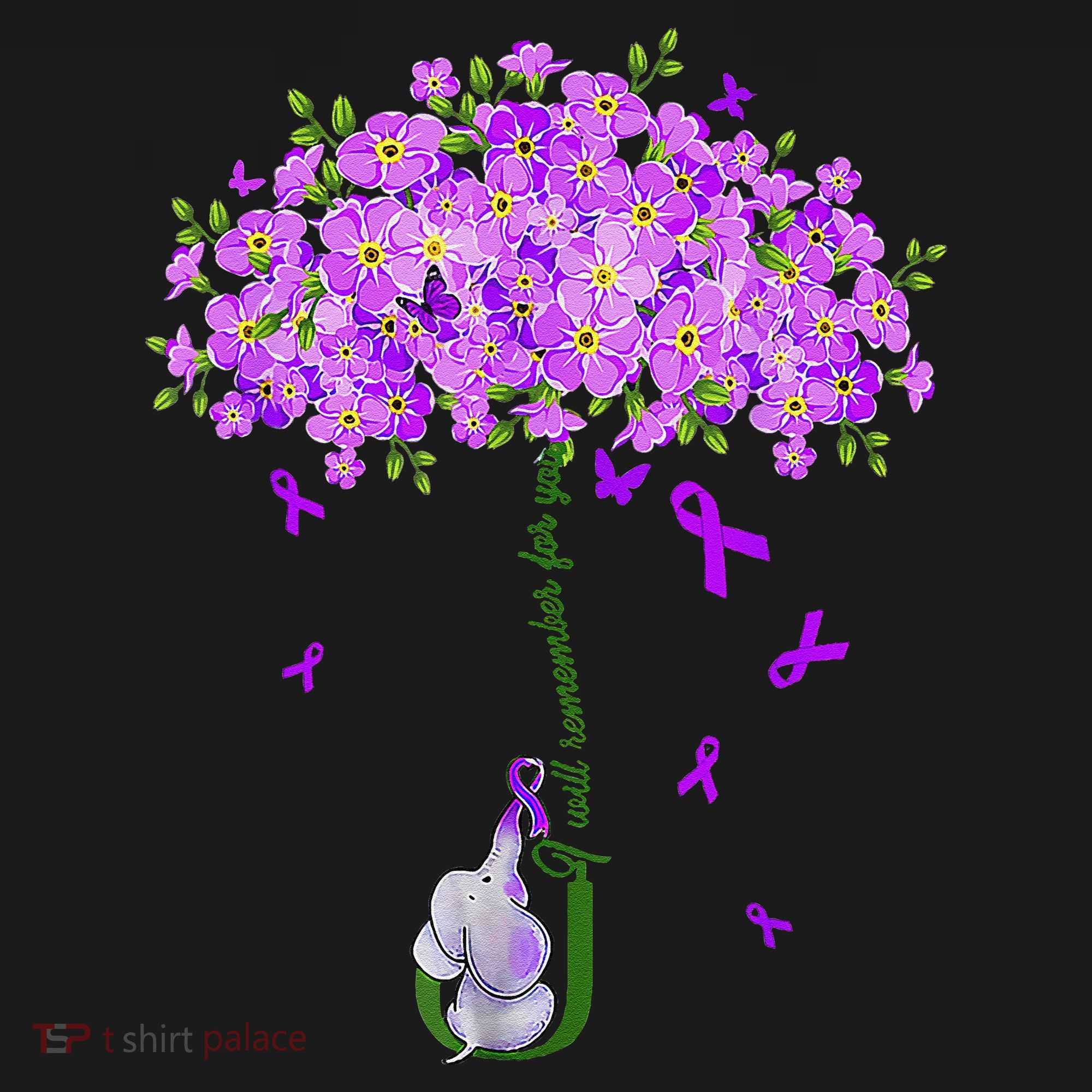 ILl Remember For You Purple Elephant AlzheimerS Awareness Ornament
