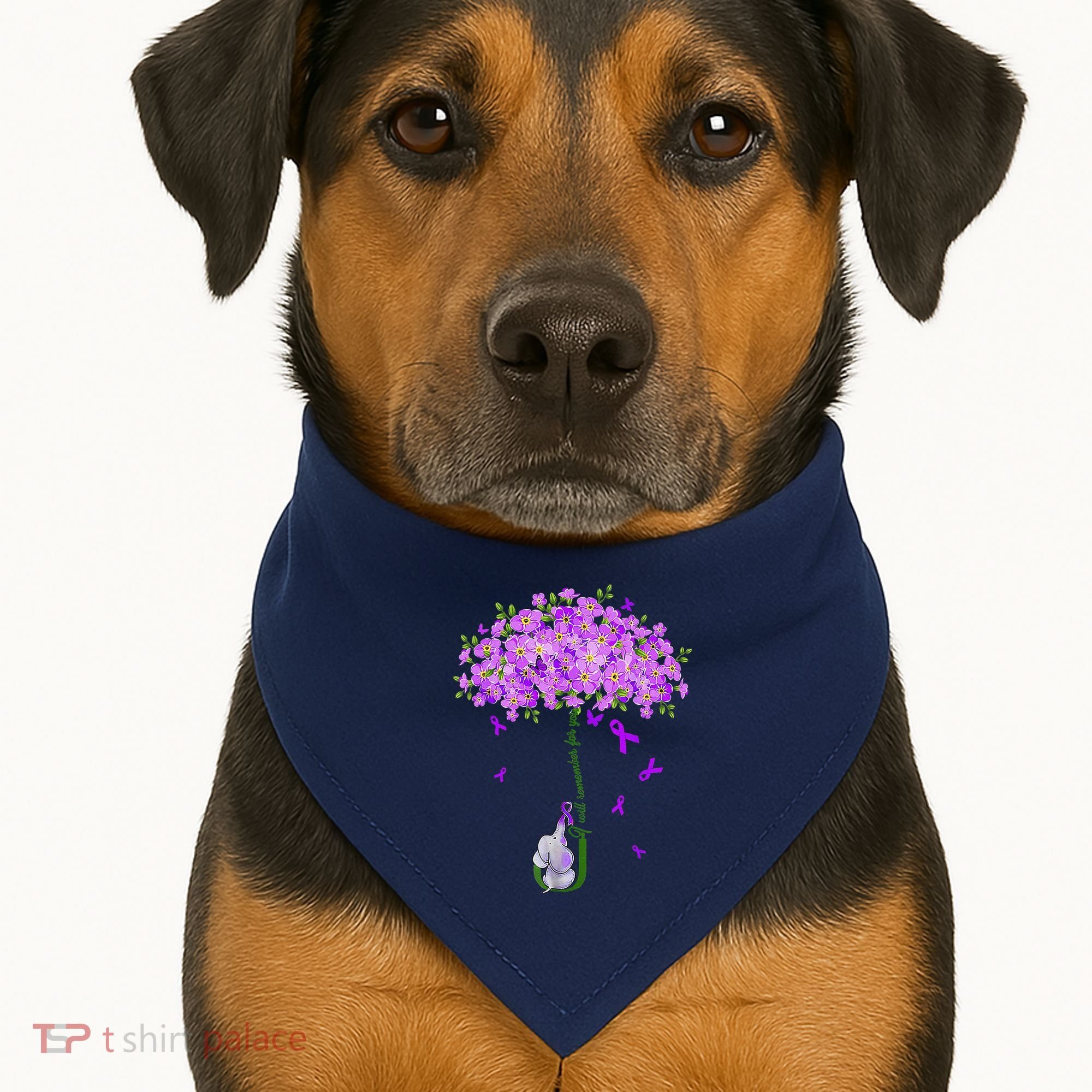 ILl Remember For You Purple Elephant AlzheimerS Awareness USA-Made Doggie Bandana