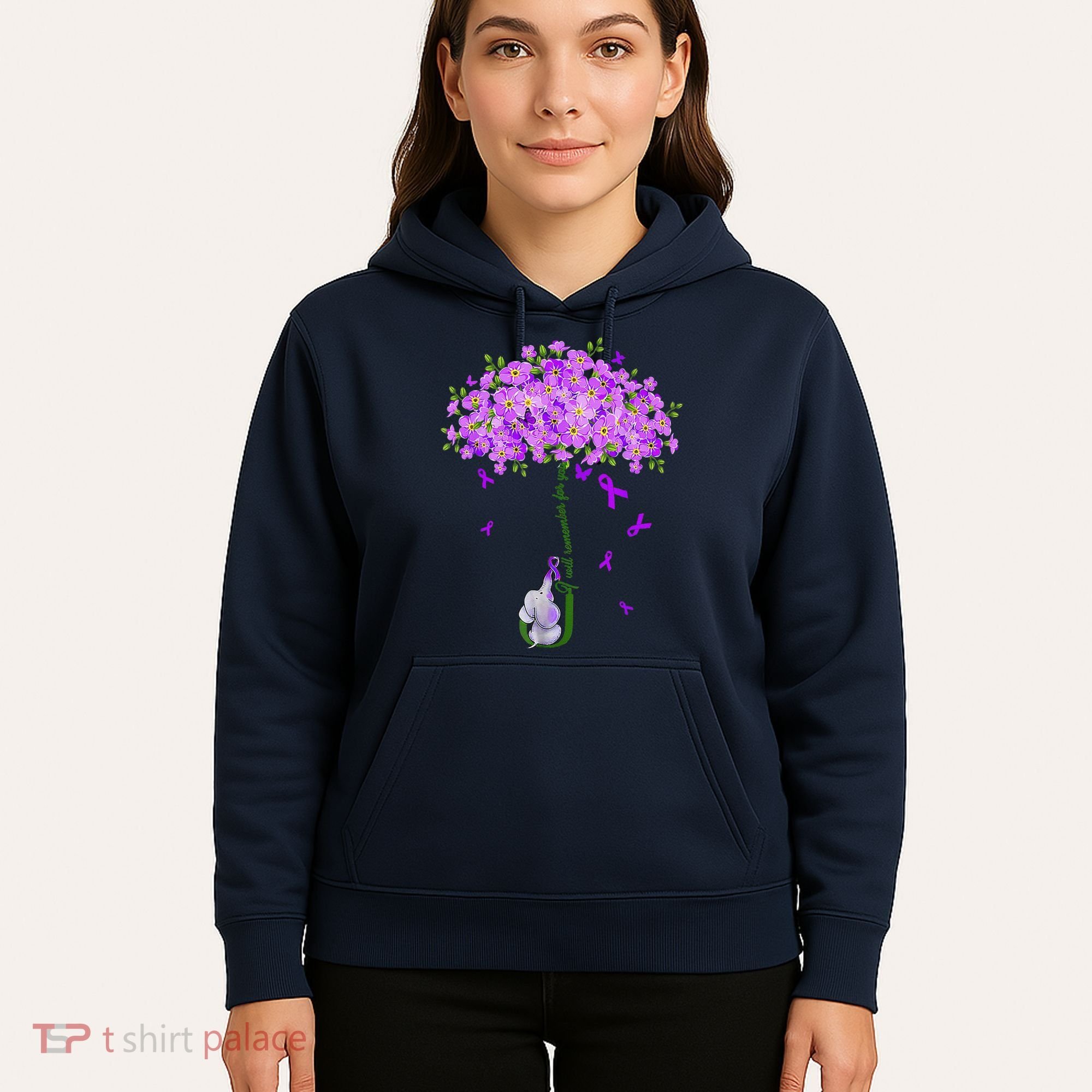ILl Remember For You Purple Elephant AlzheimerS Awareness Hoodie