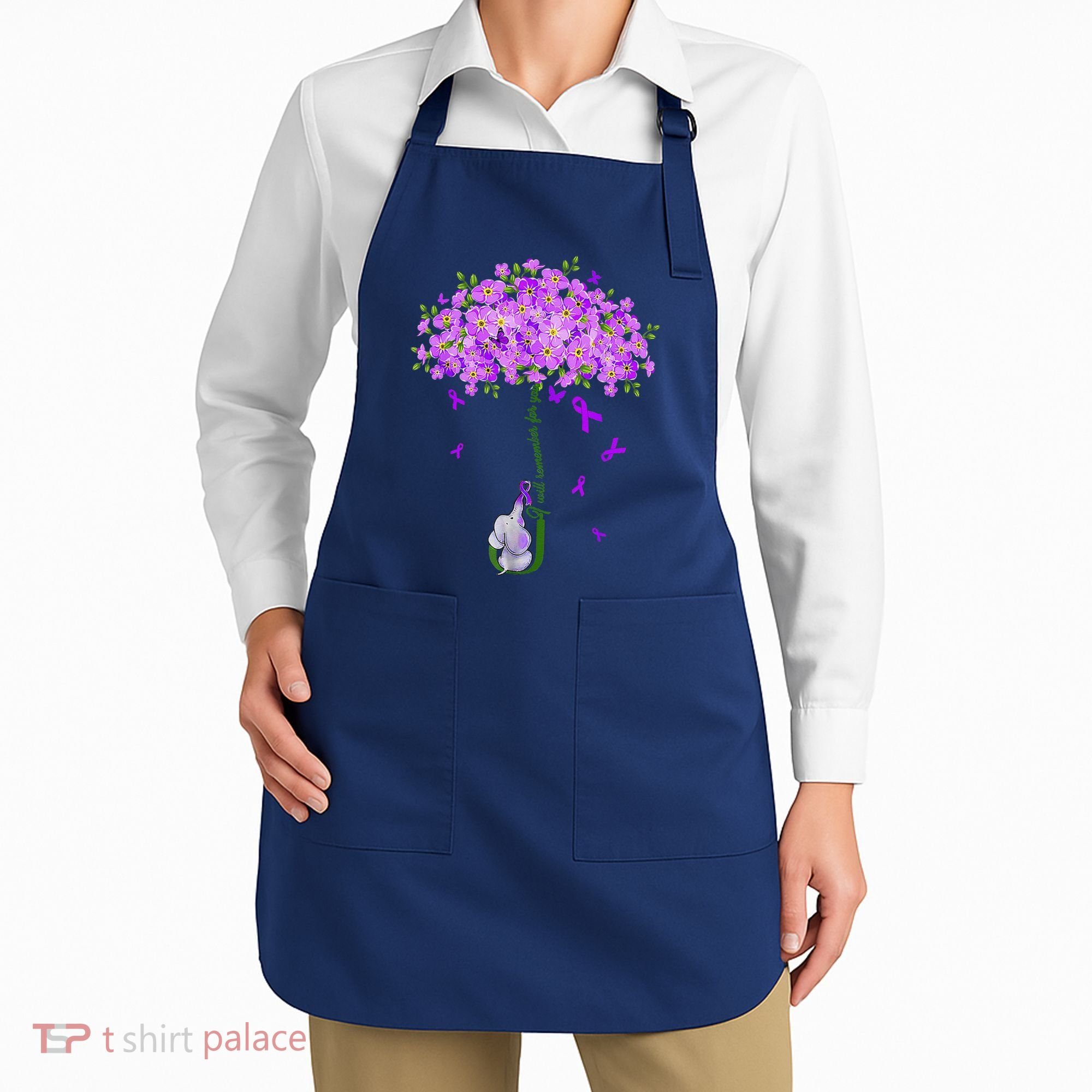 ILl Remember For You Purple Elephant AlzheimerS Awareness Apron