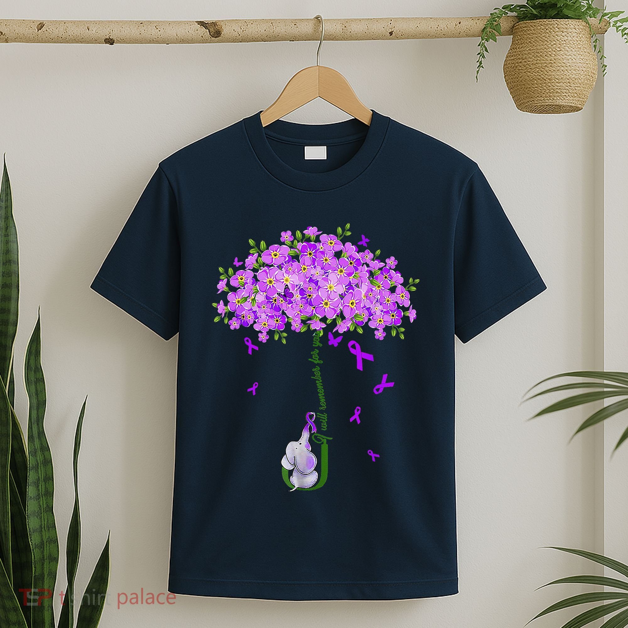 ILl Remember For You Purple Elephant AlzheimerS Awareness T-Shirt
