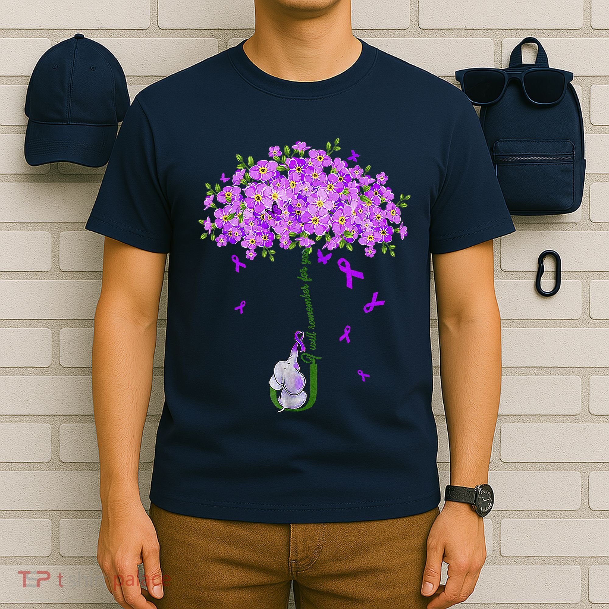 ILl Remember For You Purple Elephant AlzheimerS Awareness T-Shirt