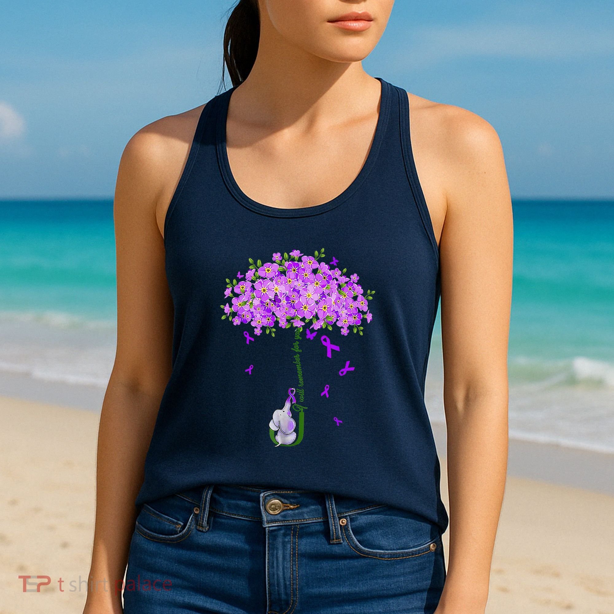 ILl Remember For You Purple Elephant AlzheimerS Awareness Women's Tank Top