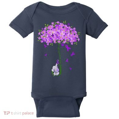 ILl Remember For You Purple Elephant AlzheimerS Awareness Baby Bodysuit