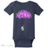 ILl Remember For You Purple Elephant AlzheimerS Awareness Baby Bodysuit thumb 0