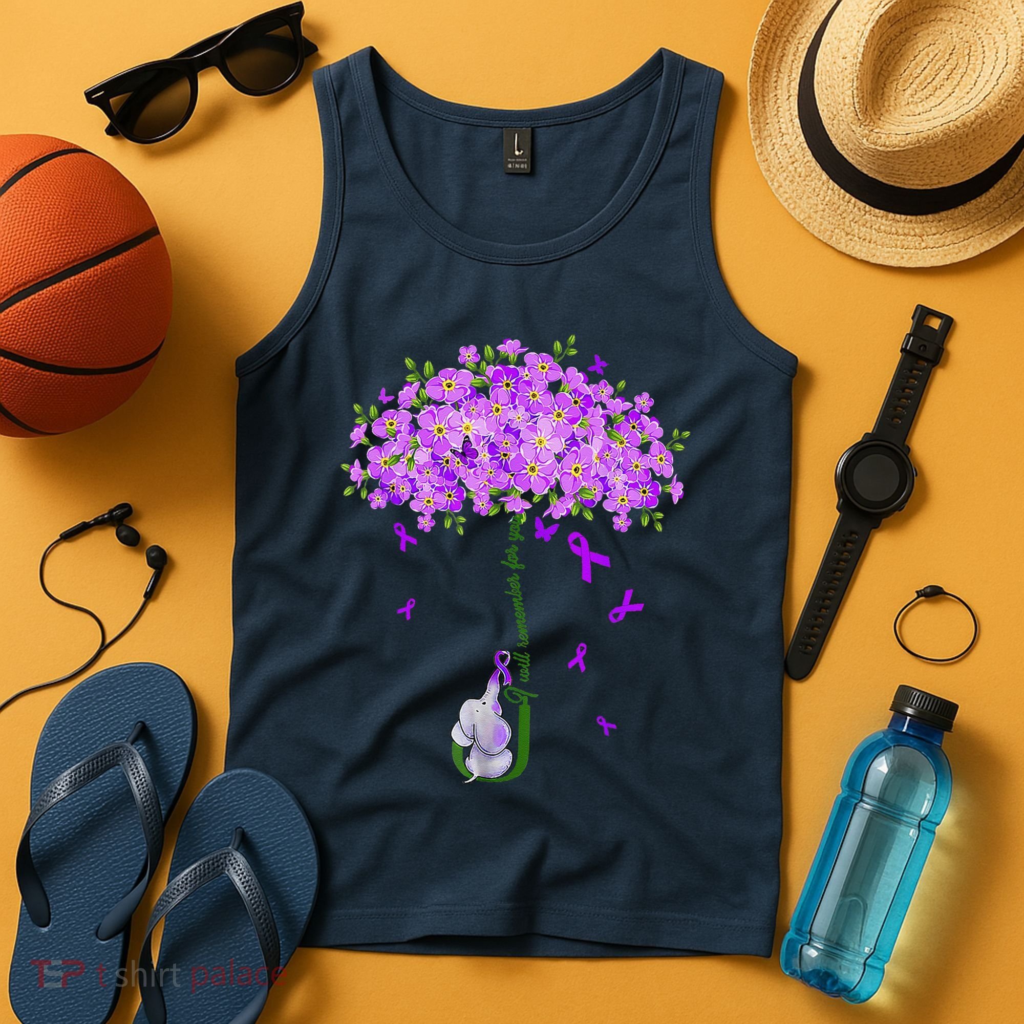 ILl Remember For You Purple Elephant AlzheimerS Awareness Tank Top