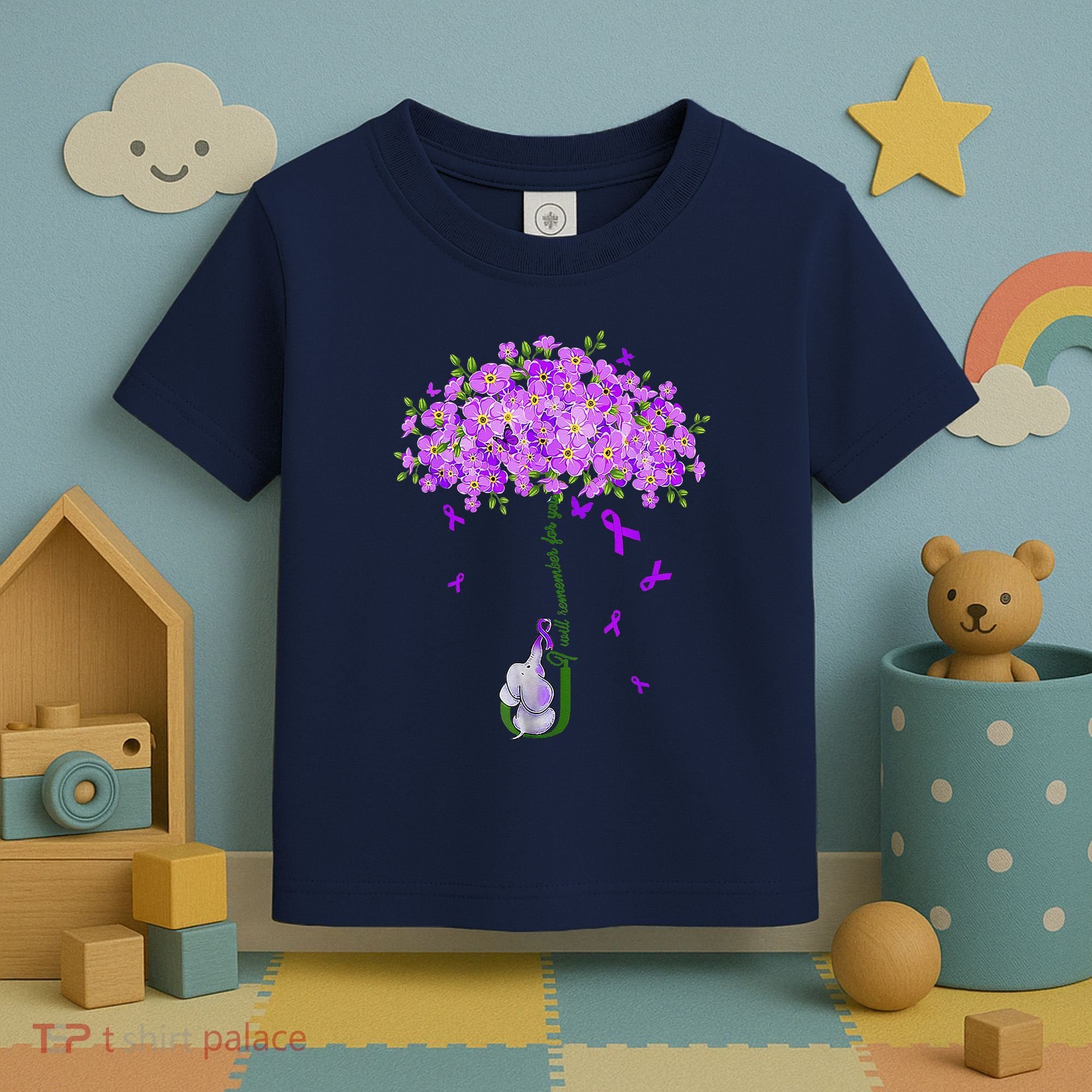 ILl Remember For You Purple Elephant AlzheimerS Awareness Toddler T-Shirt