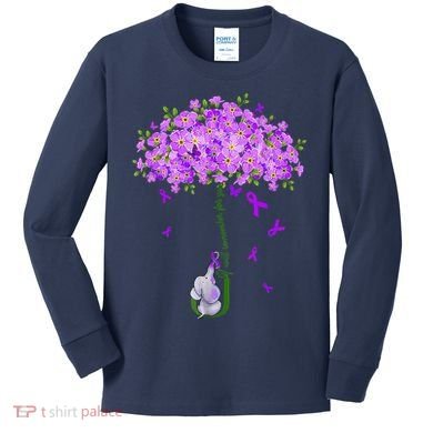 ILl Remember For You Purple Elephant AlzheimerS Awareness Kids Long Sleeve Shirt