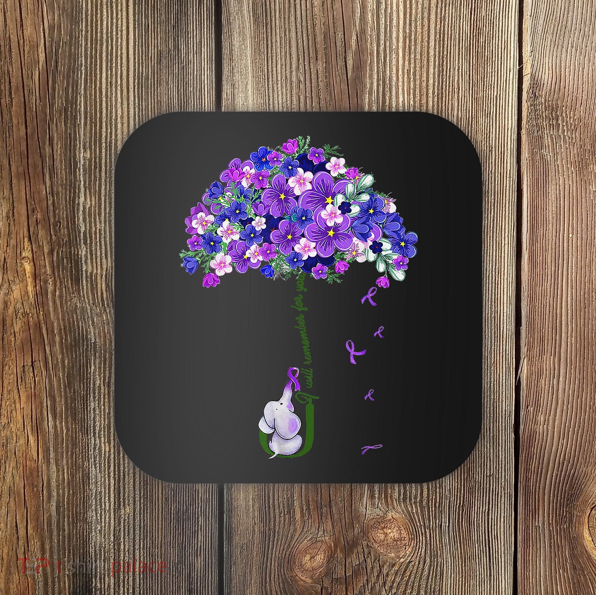 ILl Remember For You Purple Elephant AlzheimerS Awareness Coaster