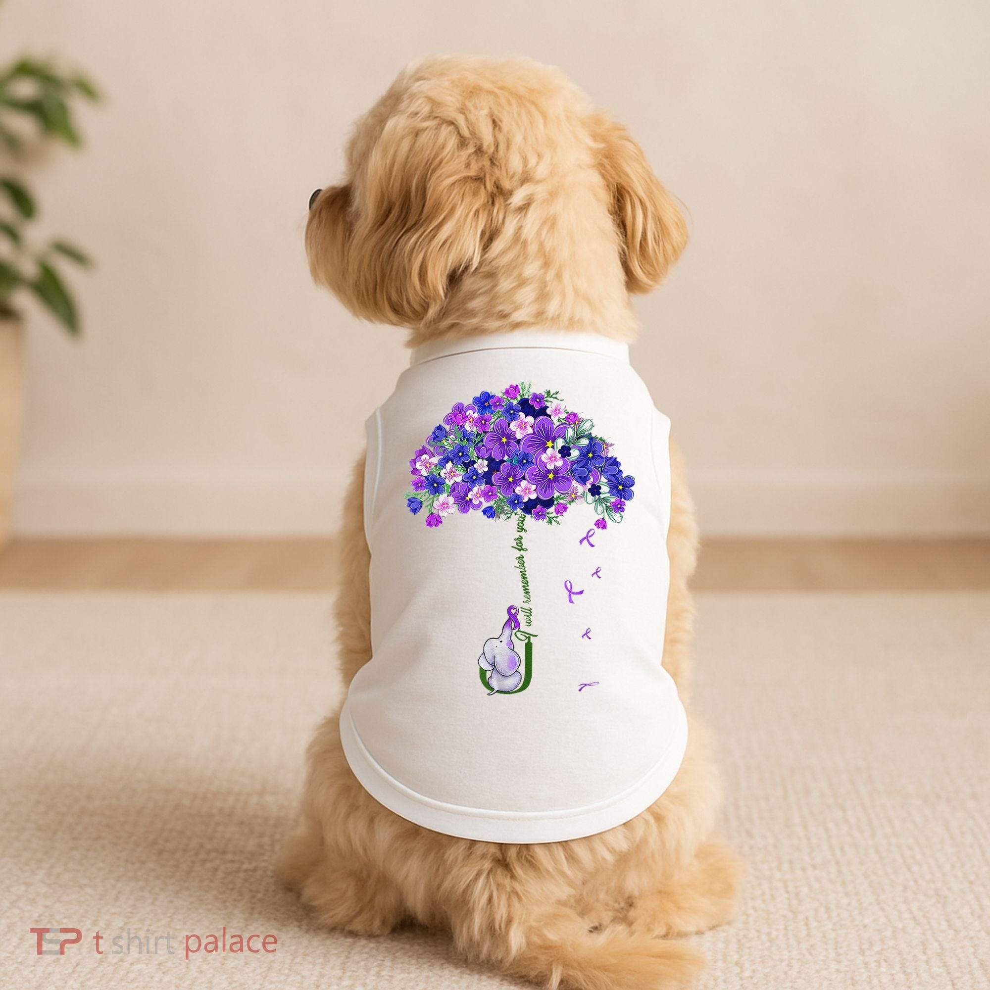 ILl Remember For You Purple Elephant AlzheimerS Awareness Doggie Tank