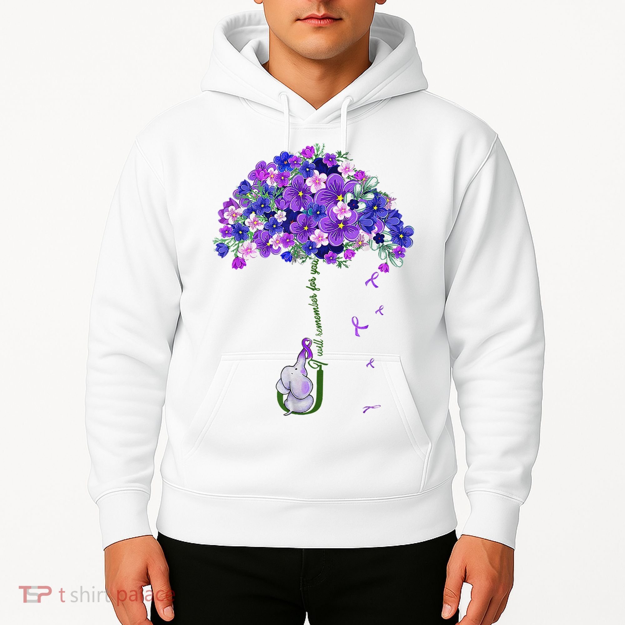 ILl Remember For You Purple Elephant AlzheimerS Awareness Hoodie