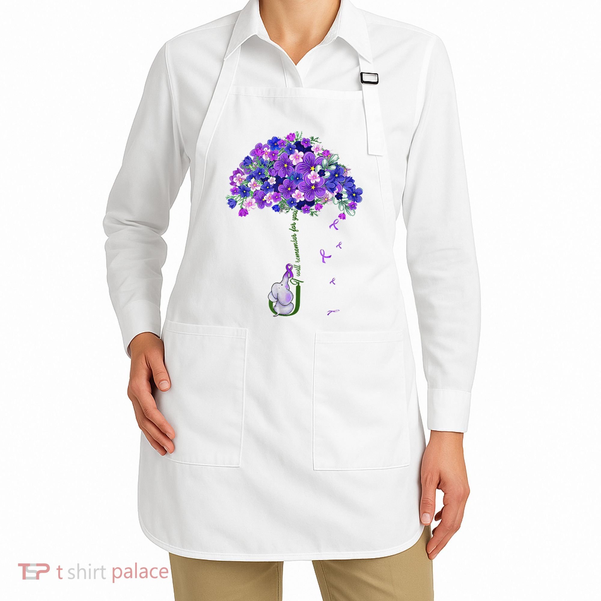 ILl Remember For You Purple Elephant AlzheimerS Awareness Apron