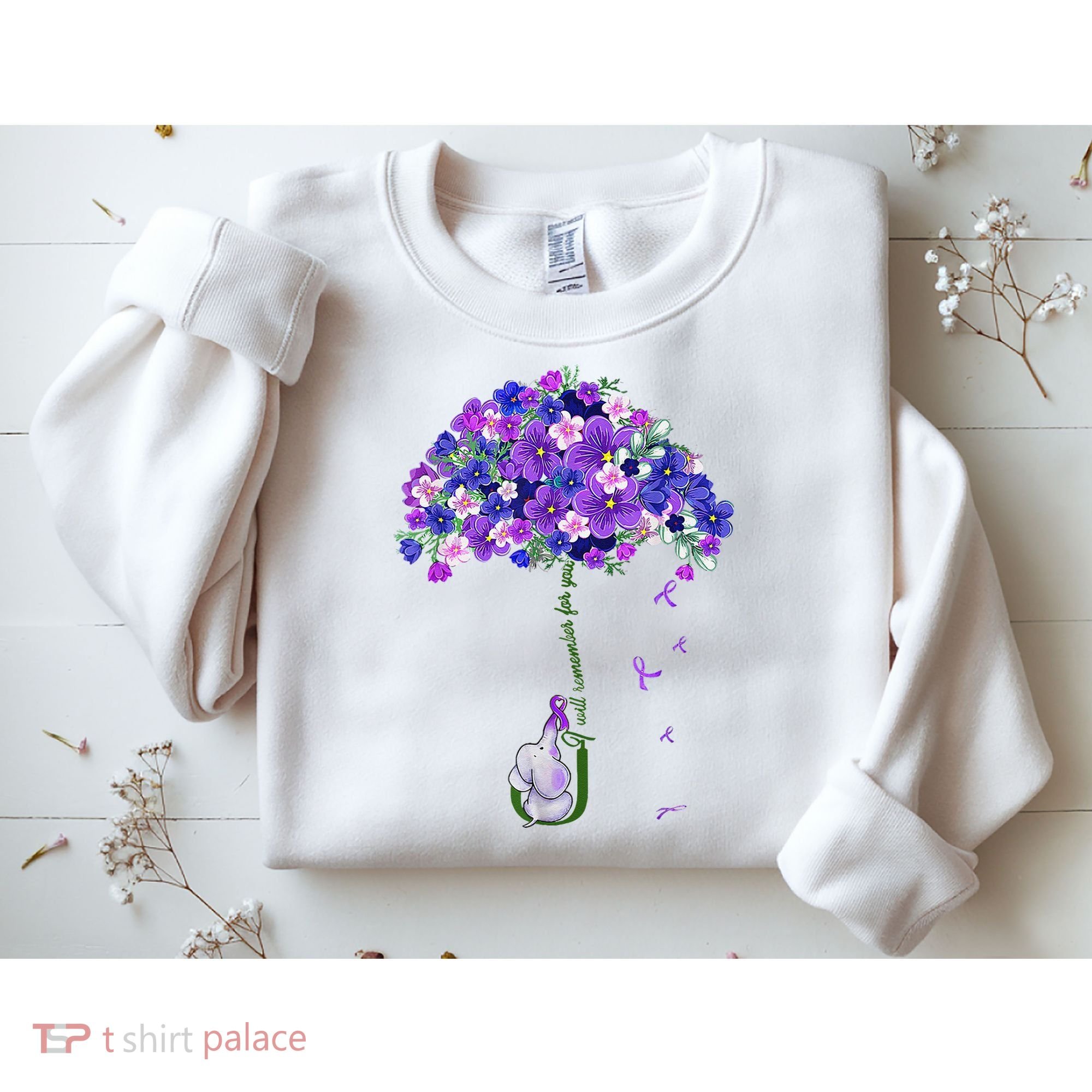 ILl Remember For You Purple Elephant AlzheimerS Awareness Sweatshirt