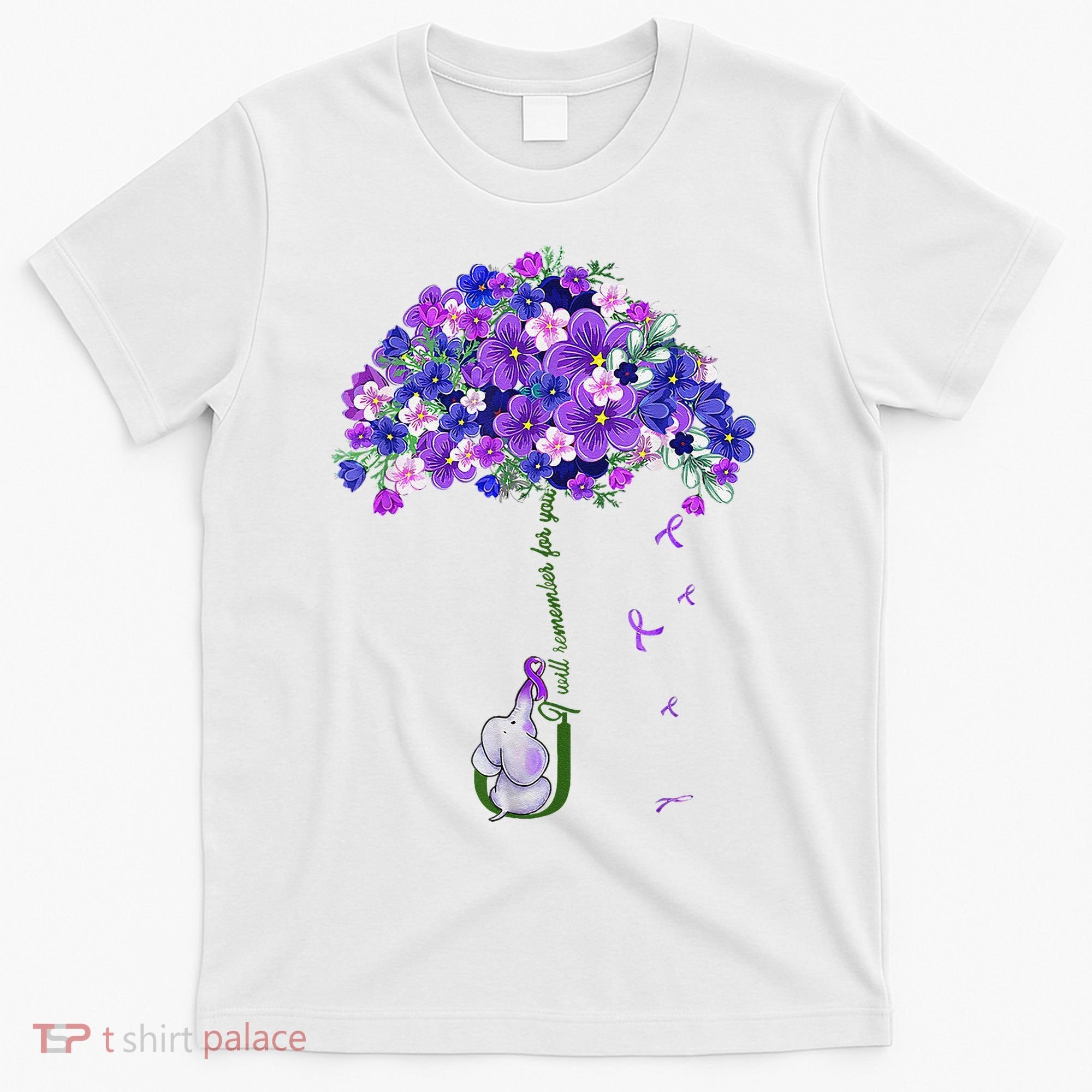 ILl Remember For You Purple Elephant AlzheimerS Awareness T-Shirt