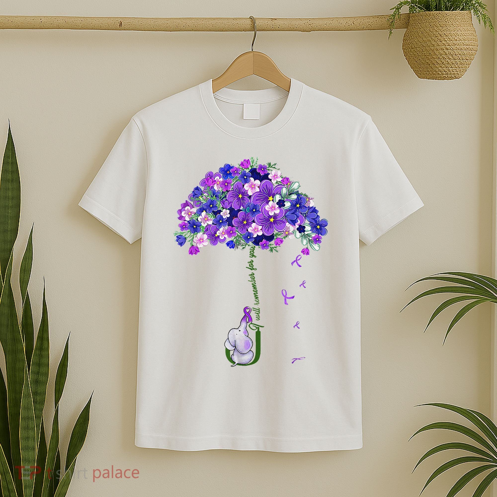 ILl Remember For You Purple Elephant AlzheimerS Awareness T-Shirt
