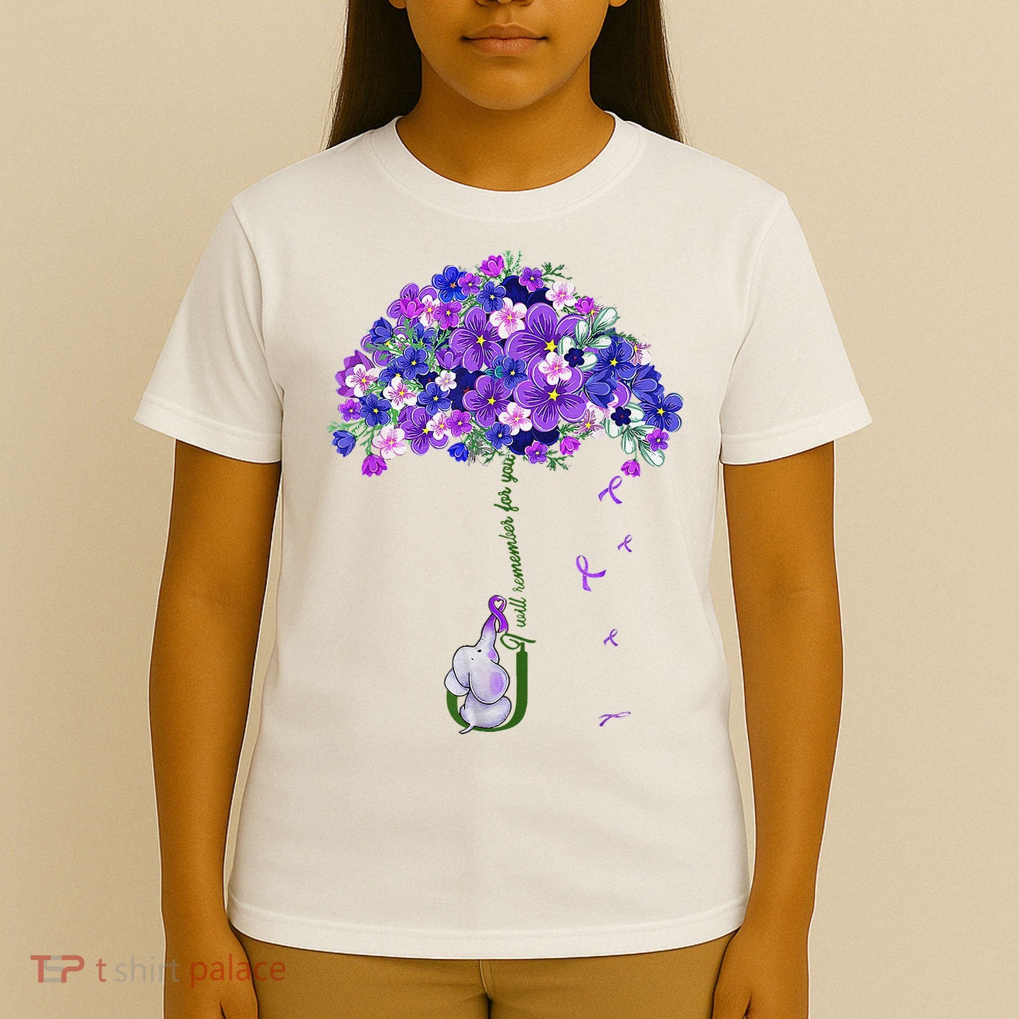 ILl Remember For You Purple Elephant AlzheimerS Awareness T-Shirt