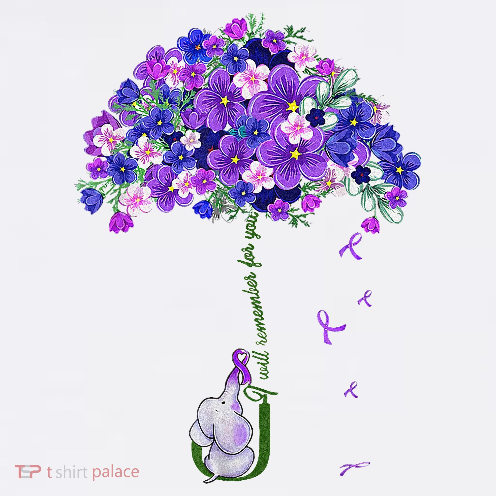 ILl Remember For You Purple Elephant AlzheimerS Awareness Women's Hoodie