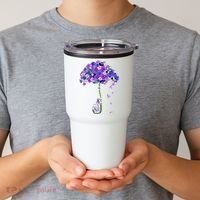 ILl Remember For You Purple Elephant AlzheimerS Awareness Tumbler thumb 2