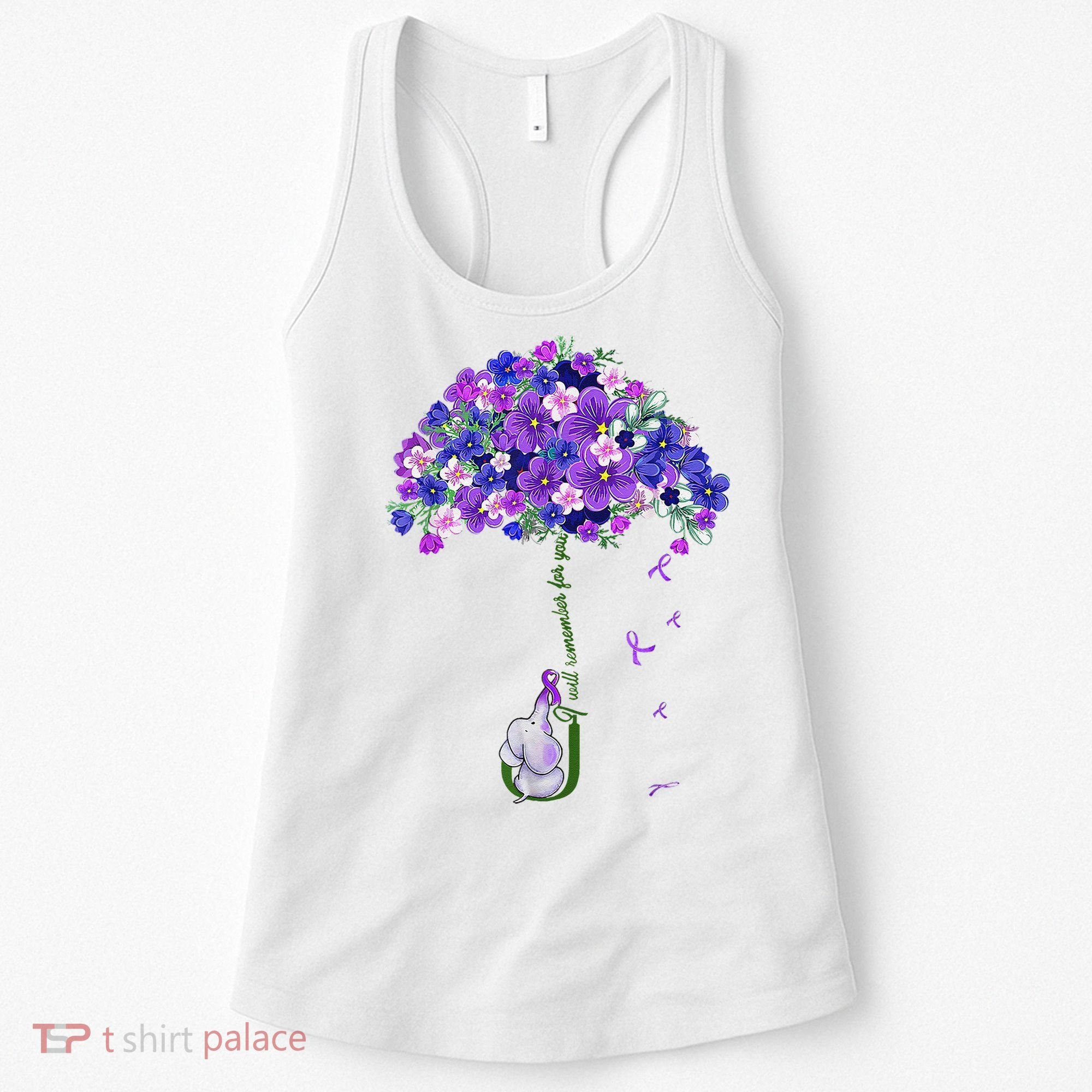 ILl Remember For You Purple Elephant AlzheimerS Awareness Women's Tank Top