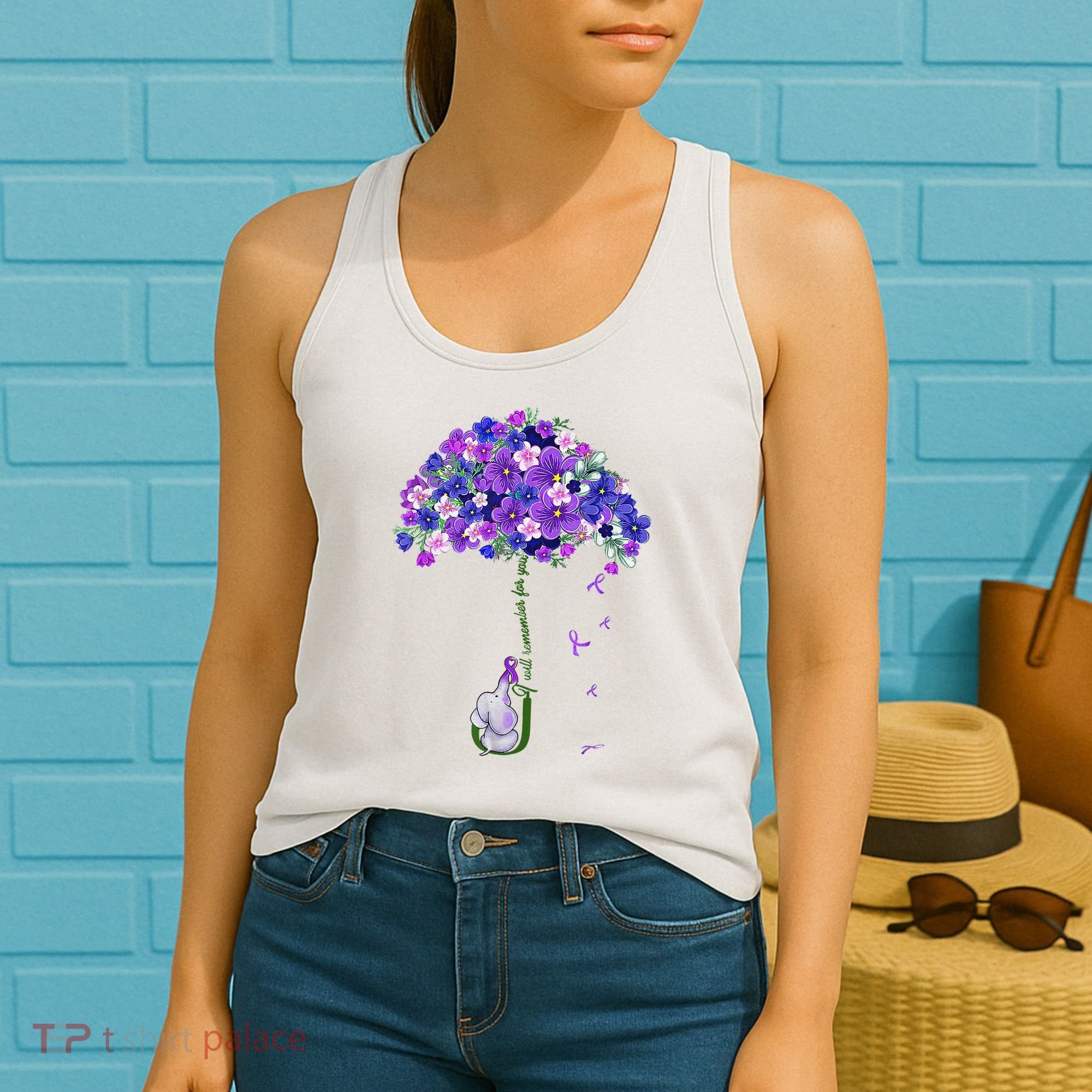 ILl Remember For You Purple Elephant AlzheimerS Awareness Women's Tank Top
